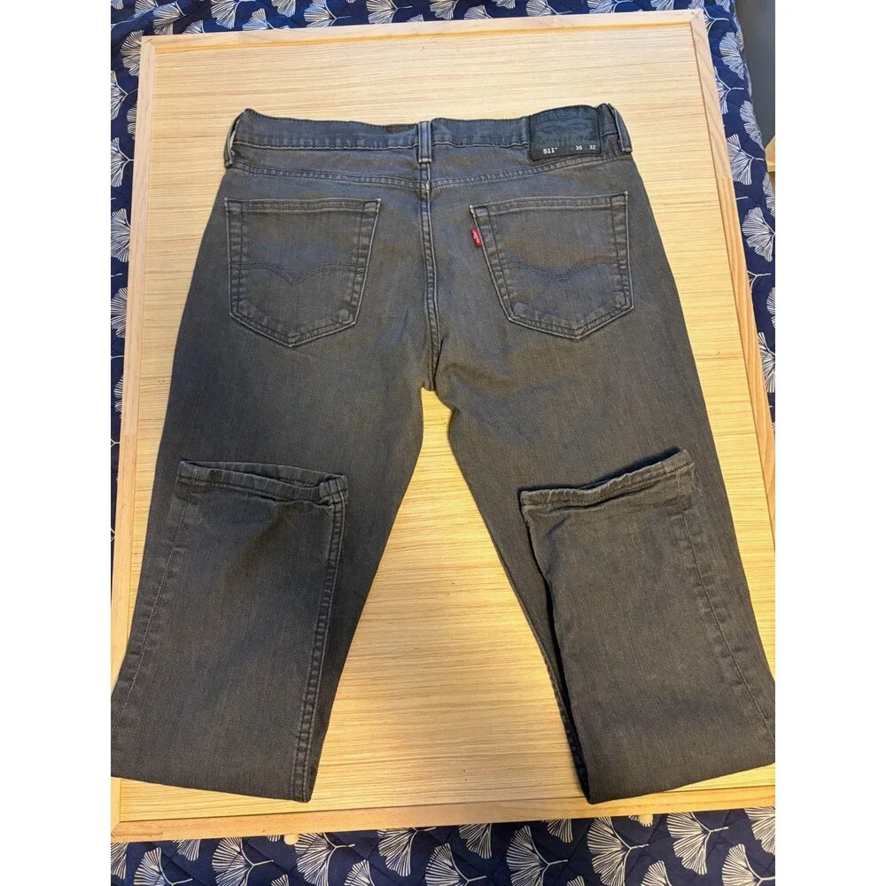 Levi’s 511 Men’s Jeans 36x32 Charcoal Black Slim Fit Stretch Denim